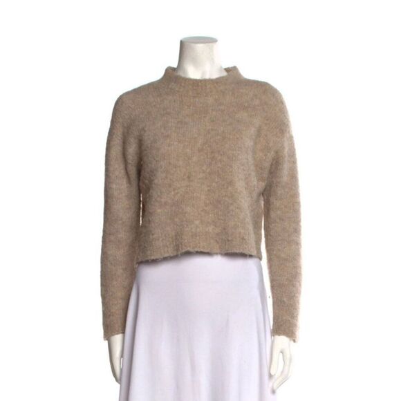RACHEL COMEY Dash Alpaca Blend Cropped Sweater XS Tan Beige Neutral Minimalist - Picture 1 of 3